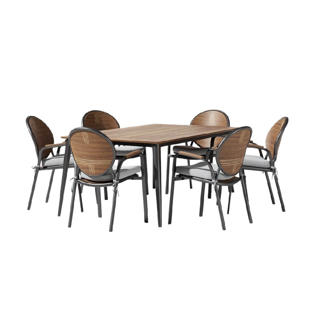 Modern Wooden Dining Set with Six Chairs