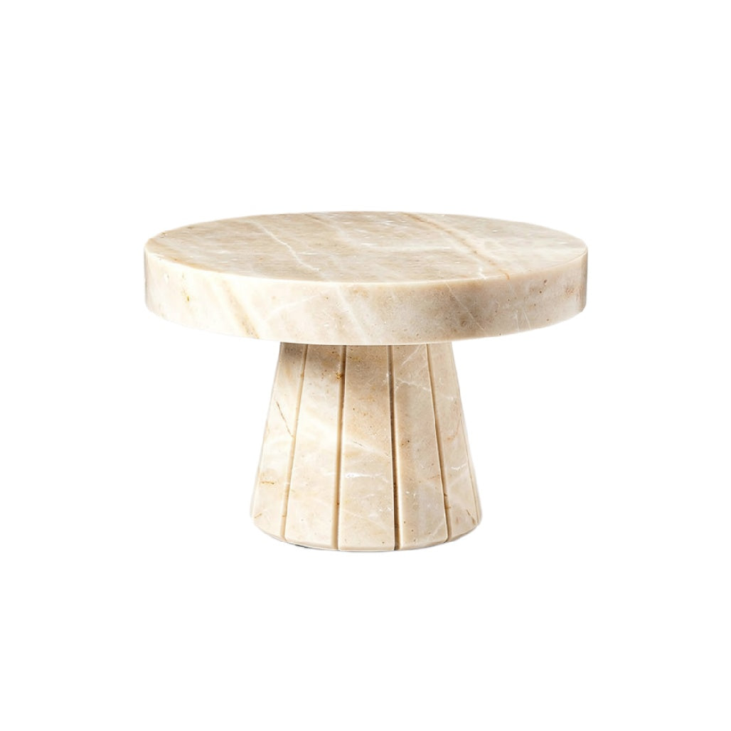 Modern Marble Accent Table with Unique Pedestal Base