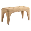 "Textured Beige Upholstered Ottoman with Curved Legs"