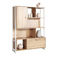 Modern Wooden Bookshelf with Decorative Storage Compartments