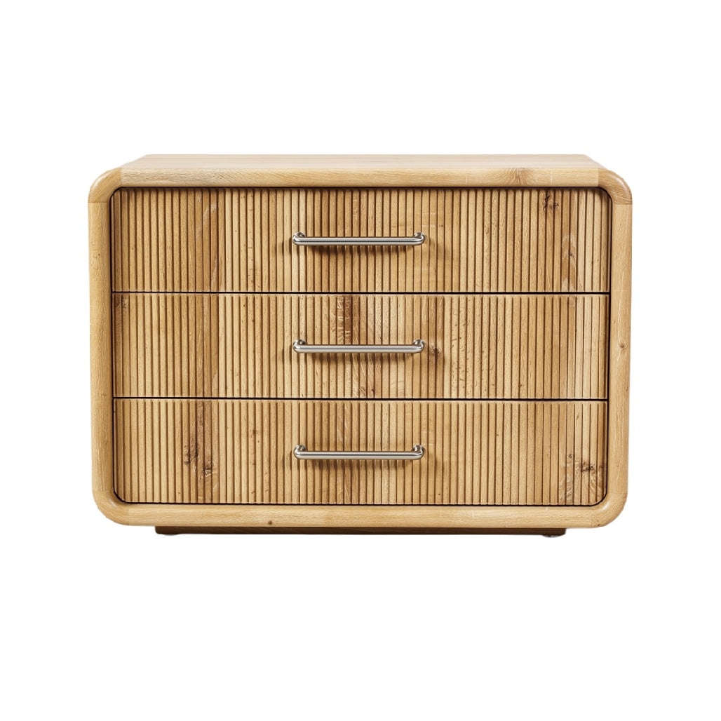 **Modern Bamboo Nightstand with Horizontal Slats**