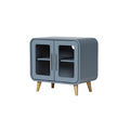 Stylish Blue Mid-Century Modern TV Stand with Glass Doors